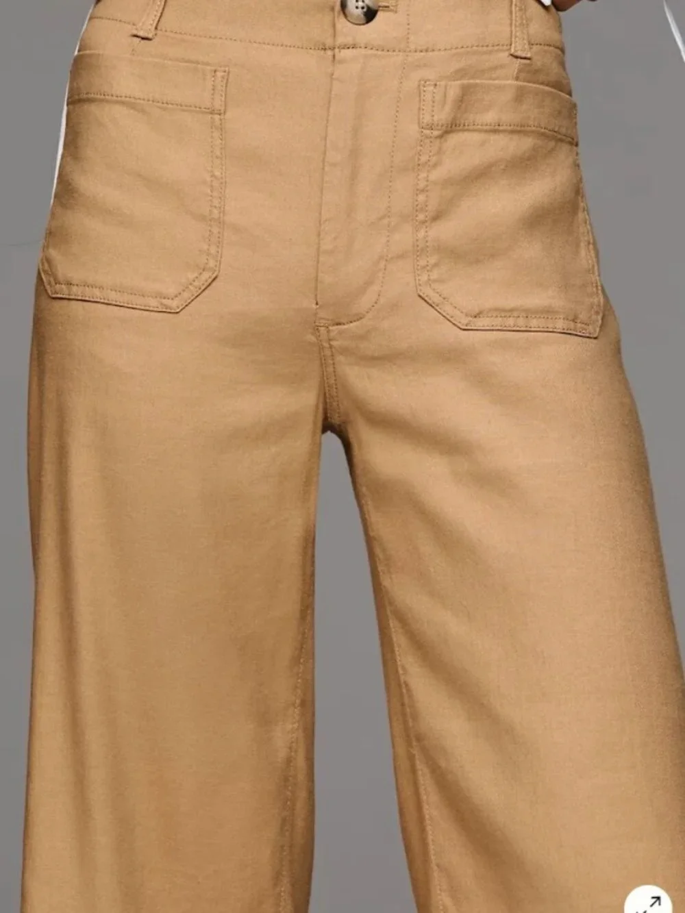 Anthropology Maeve The Colette Linen Blend Wide Leg Crop Pant Camel Tan Size 30 - Picture 3 of 9